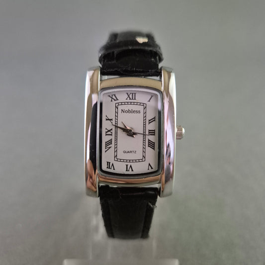 Elegante Damen Uhr Nobless mit schwarzem Lederband