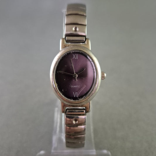 Klassische Damen Uhr mit dunklem Zifferblatt und Flexband