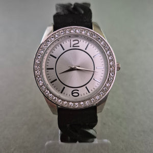Glamouröse Damen Uhr mit Strass-Lünette und Kettenglieder-Armband