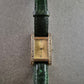 Elegante Damen Uhr mit Strass und dunkelgrünem Lederband
