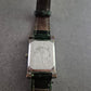 Elegante Damen Uhr mit Strass und dunkelgrünem Lederband