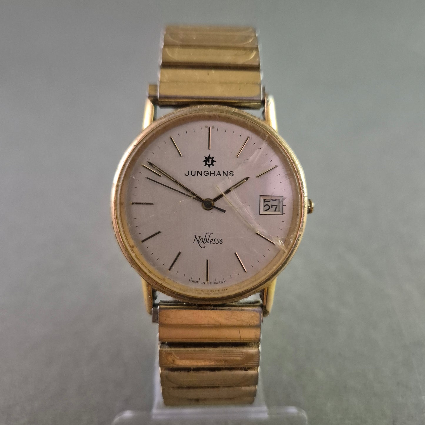 Klassische Damen Uhr Junghans Noblesse mit Datum und Flexband