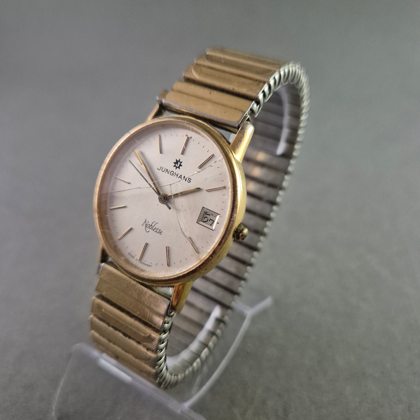 Klassische Damen Uhr Junghans Noblesse mit Datum und Flexband