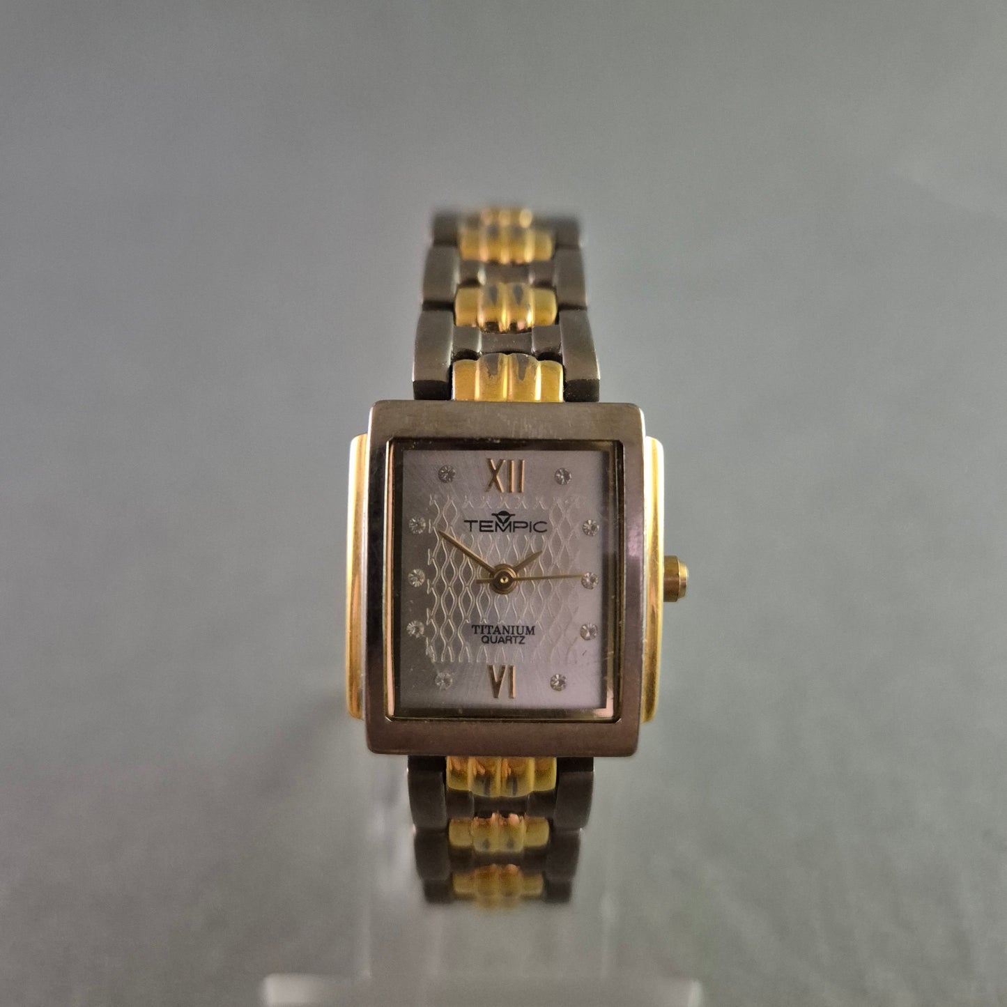 Elegante Damen Uhr TEMP IC Titanium mit Strass und Bicolor-Band