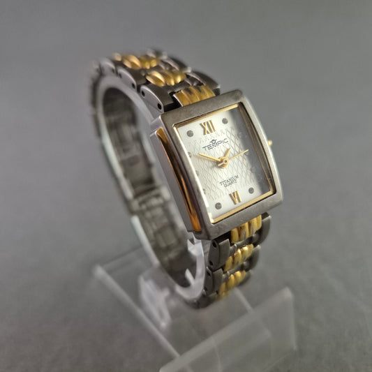 Elegante Damen Uhr TEMP IC Titanium mit Strass und Bicolor-Band
