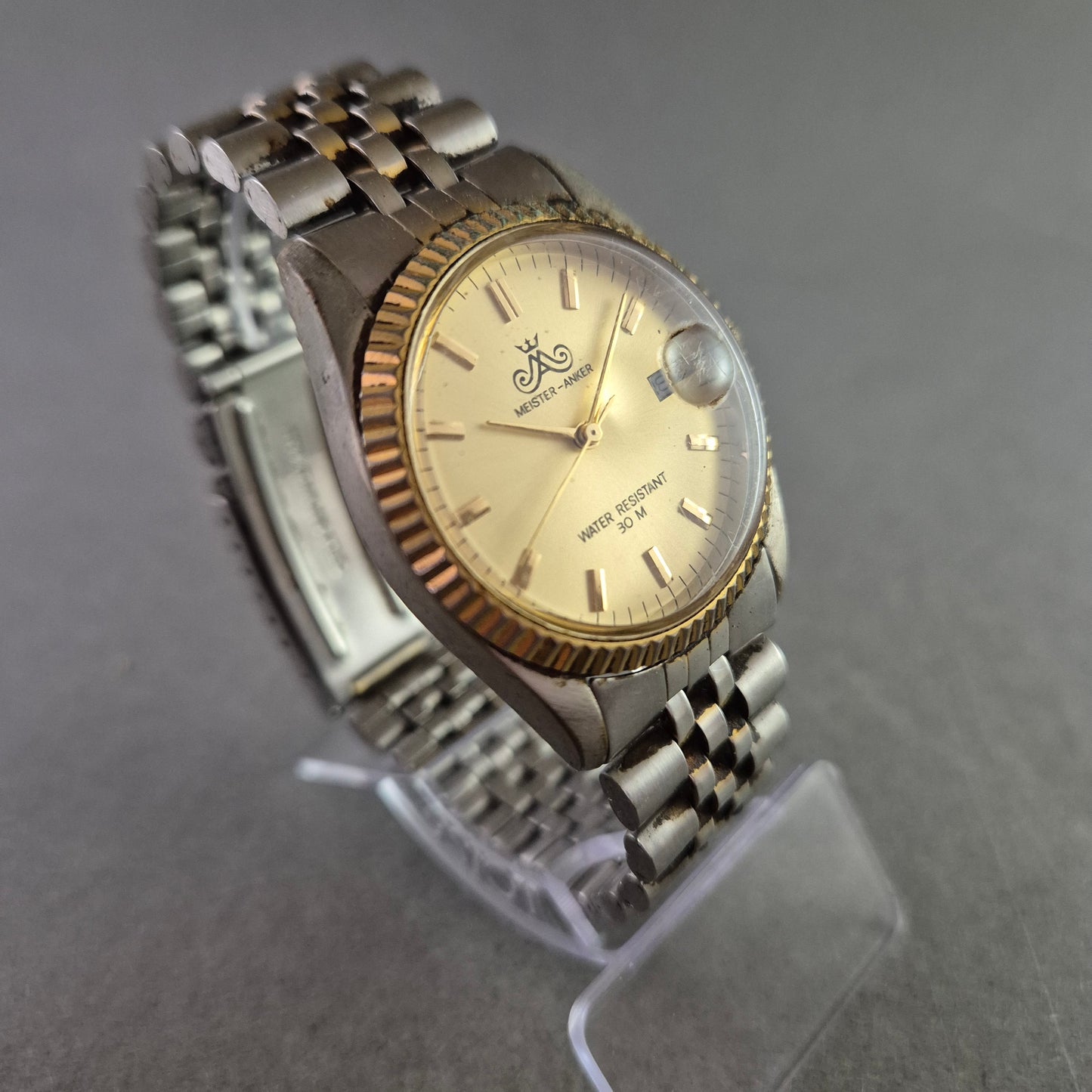 Klassische Unisex Uhr Meister Anker mit Datum und Bicolor-Band