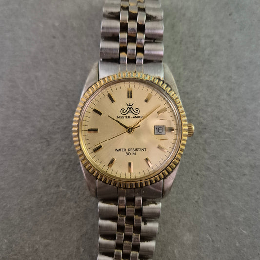 Klassische Unisex Uhr Meister Anker mit Datum und Bicolor-Band