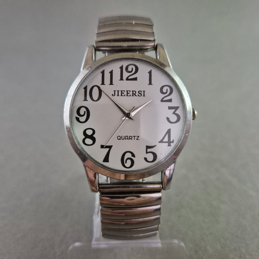 Klassische Unisex Uhr JIEERSI mit großem Zifferblatt und Flexband