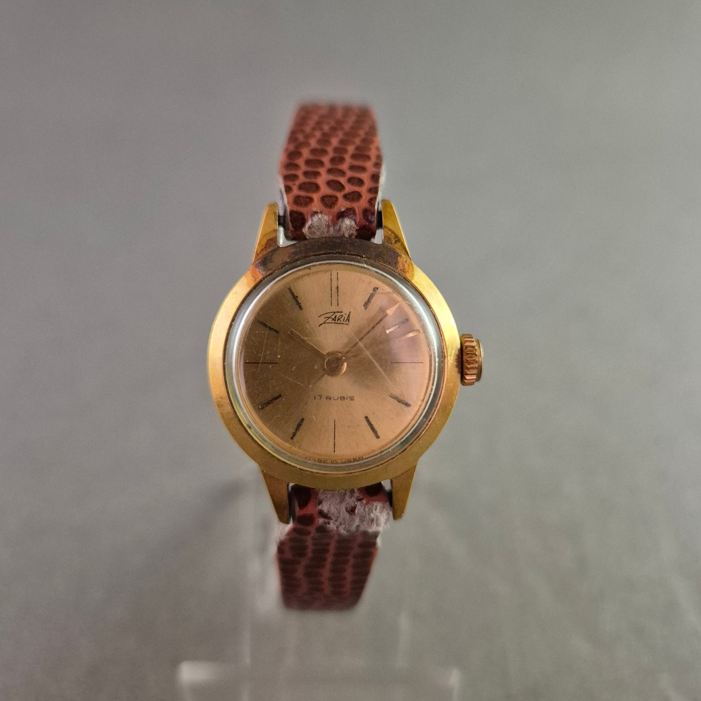 Vintage Damen Uhr ZARIA 17 Rubis mit Gold und Krokoband