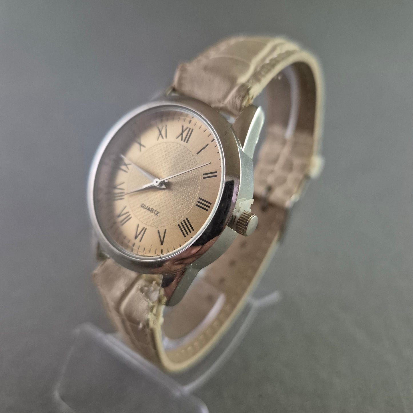 JG Damen Uhr mit Römischen Ziffern und Beige Lederarmband