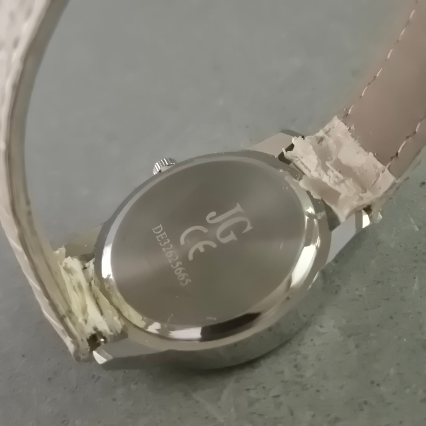 JG Damen Uhr mit Römischen Ziffern und Beige Lederarmband