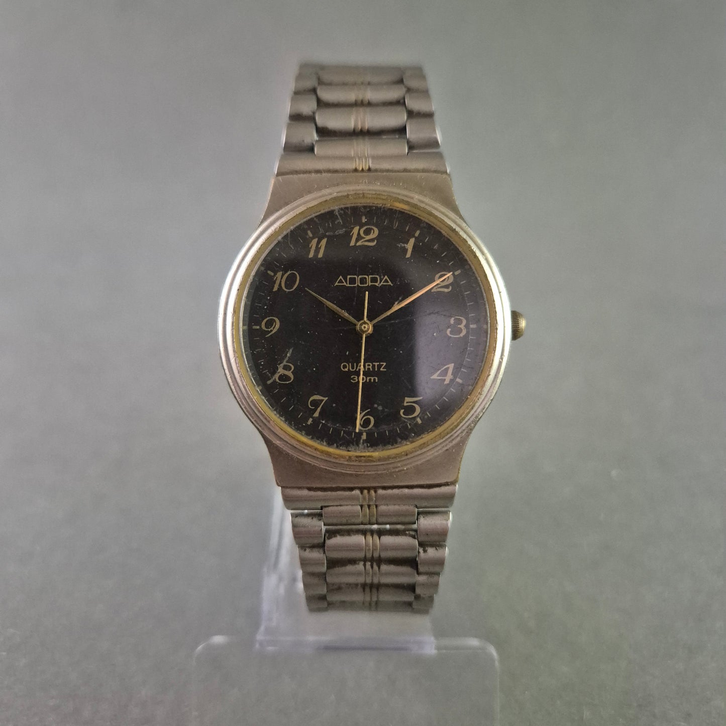 Adora Herren Uhr mit Schwarzem Zifferblatt und Edelstahlarmband