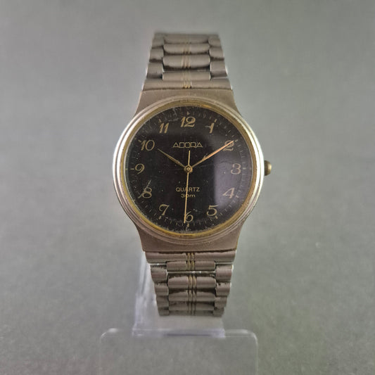 Adora Herren Uhr mit Schwarzem Zifferblatt und Edelstahlarmband