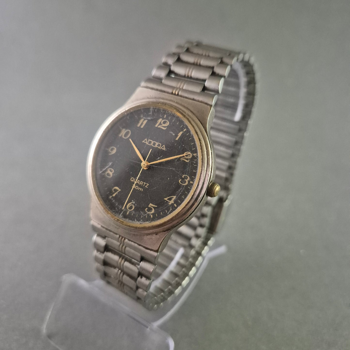 Adora Herren Uhr mit Schwarzem Zifferblatt und Edelstahlarmband