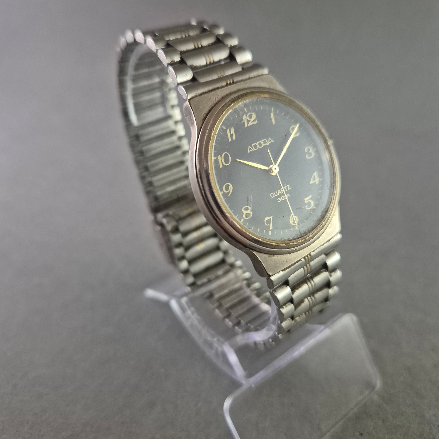 Adora Herren Uhr mit Schwarzem Zifferblatt und Edelstahlarmband