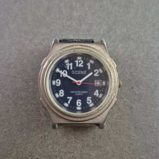 Scene Herren Uhr mit Schwarzem Zifferblatt und Datumsanzeige