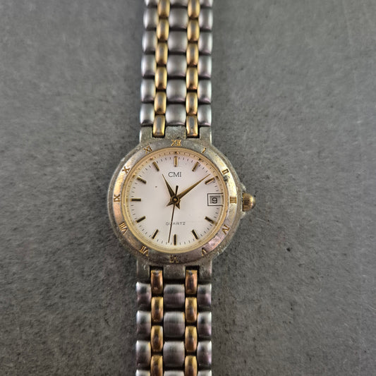 CMI Damen Uhr – Quarz mit Datumsanzeige im Bicolor-Design
