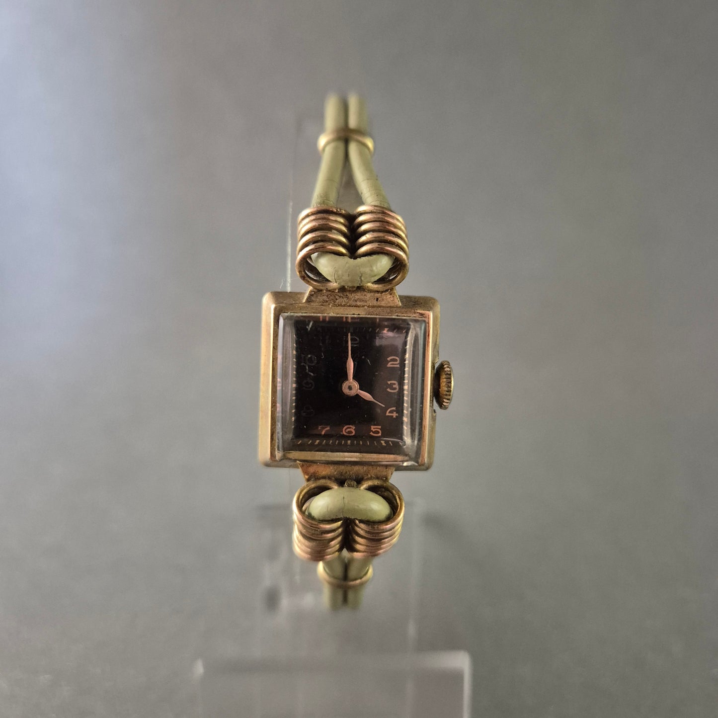 Vintage Damen Uhr – Rechteckiges Gehäuse, Walzgold 20 Mikron