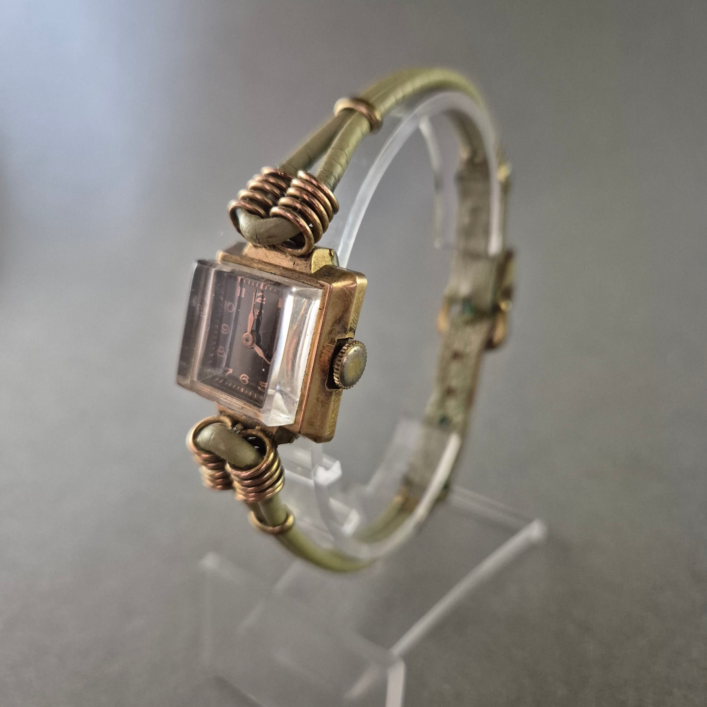 Vintage Damen Uhr – Rechteckiges Gehäuse, Walzgold 20 Mikron