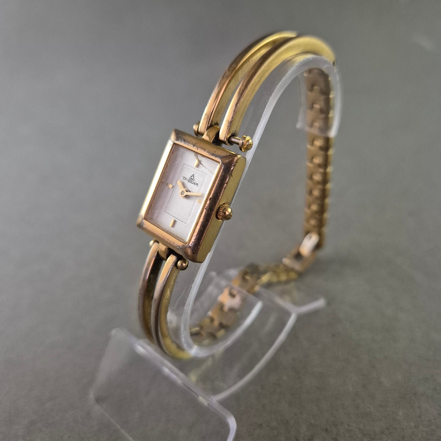 Dugena Damen Uhr – Vintage vergoldet mit eckigem Gehäuse
