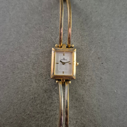 Dugena Damen Uhr – Vintage vergoldet mit eckigem Gehäuse