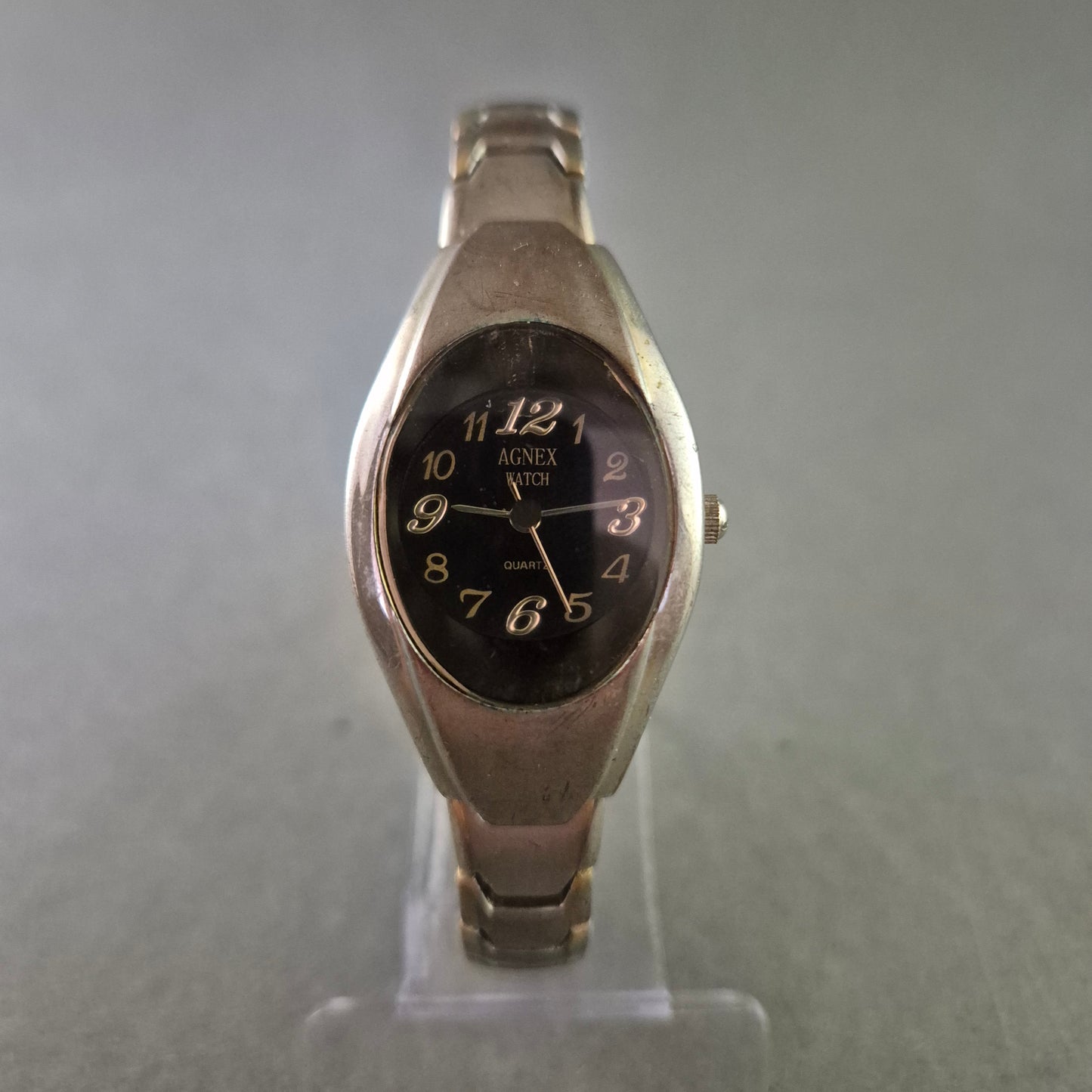 Agnex Damen Uhr – Schwarzes Zifferblatt mit goldenen Ziffern