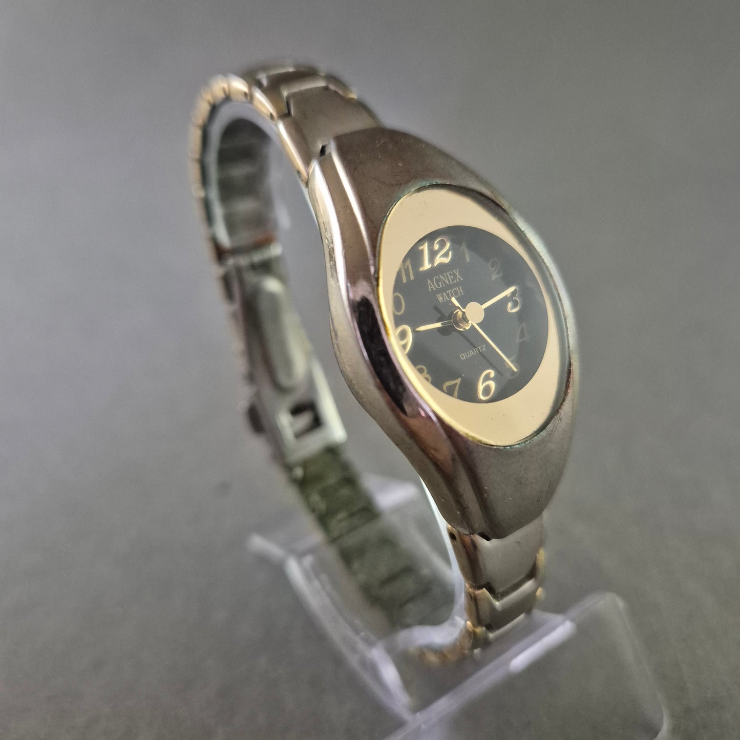 Agnex Damen Uhr – Schwarzes Zifferblatt mit goldenen Ziffern