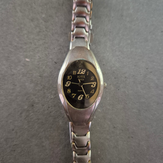 Agnex Damen Uhr – Schwarzes Zifferblatt mit goldenen Ziffern