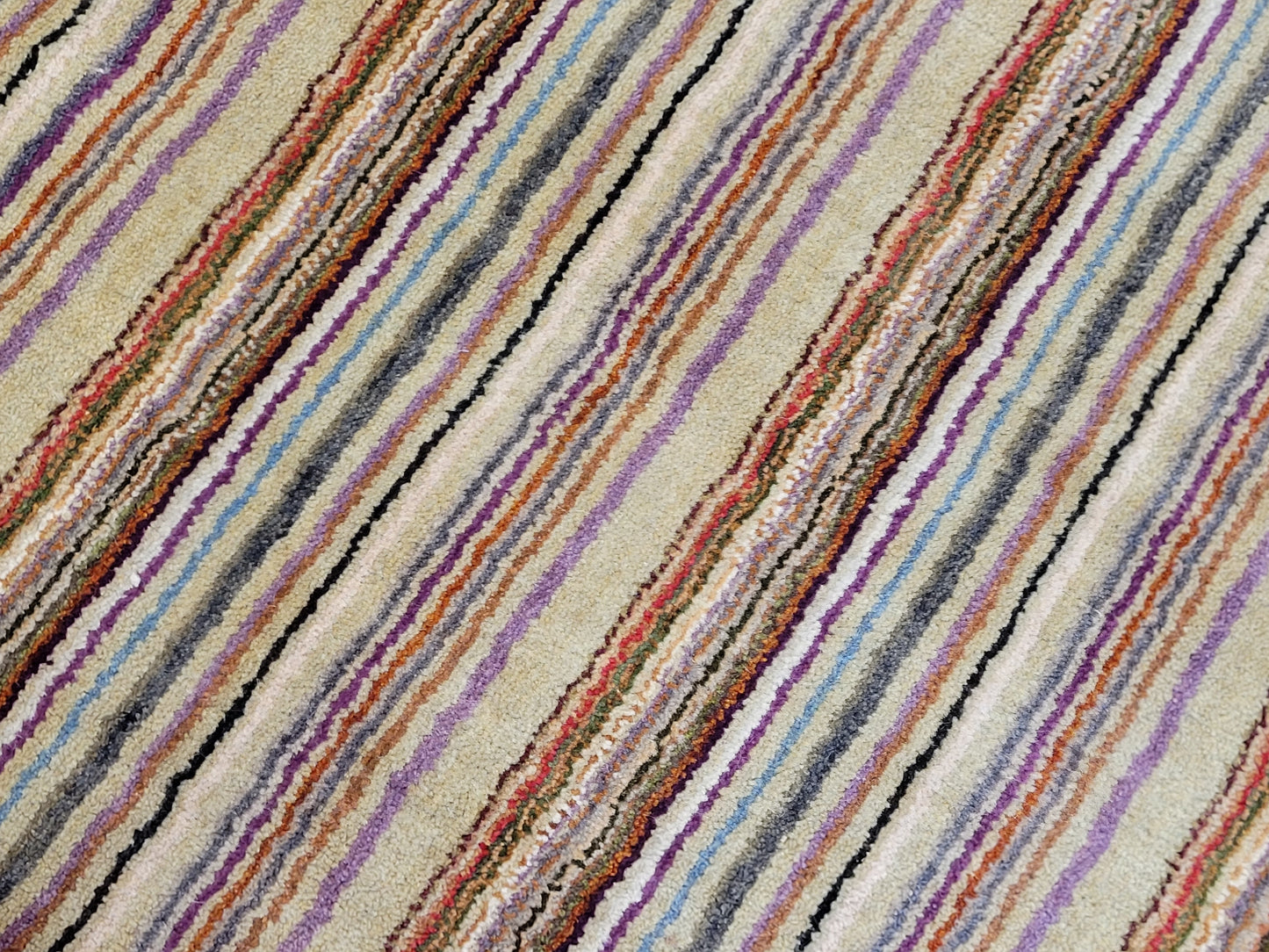 Moderner Streifenteppich – Set aus 2 Stück, handgeknüpft aus Wolle Gabbeh