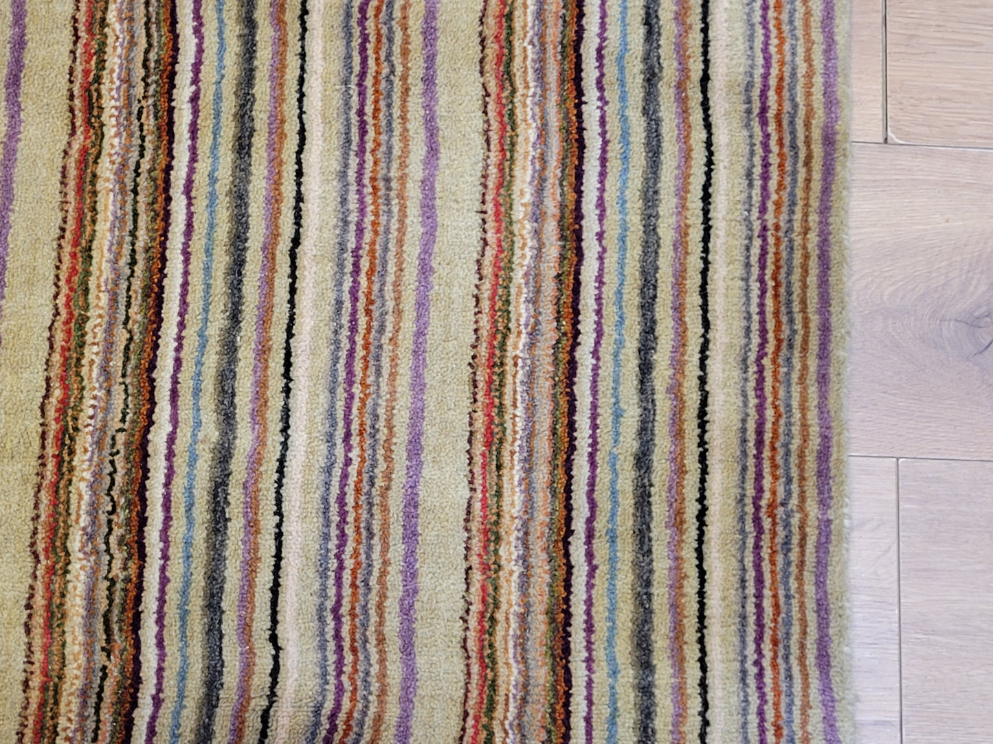 Moderner Streifenteppich – Set aus 2 Stück, handgeknüpft aus Wolle Gabbeh