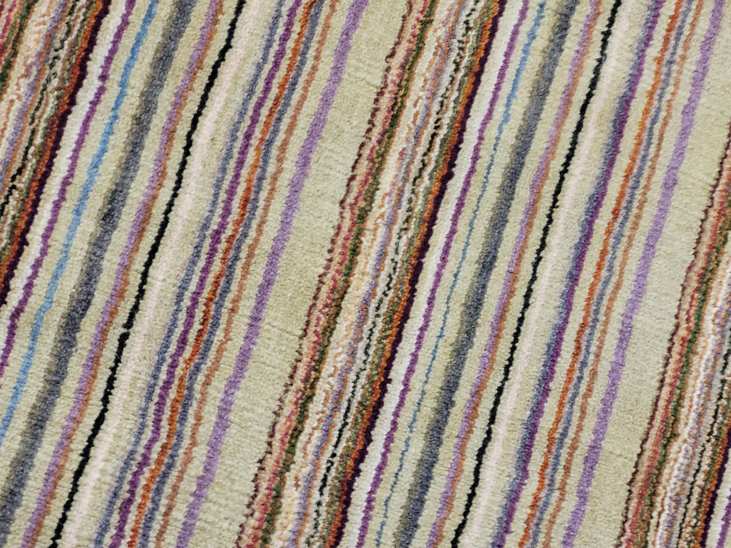 Moderner Streifenteppich – Set aus 2 Stück, handgeknüpft aus Wolle Gabbeh