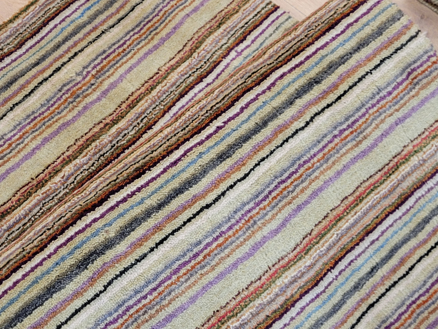 Moderner Streifenteppich – Set aus 2 Stück, handgeknüpft aus Wolle Gabbeh