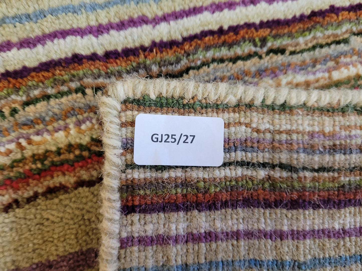 Moderner Streifenteppich – Set aus 2 Stück, handgeknüpft aus Wolle Gabbeh