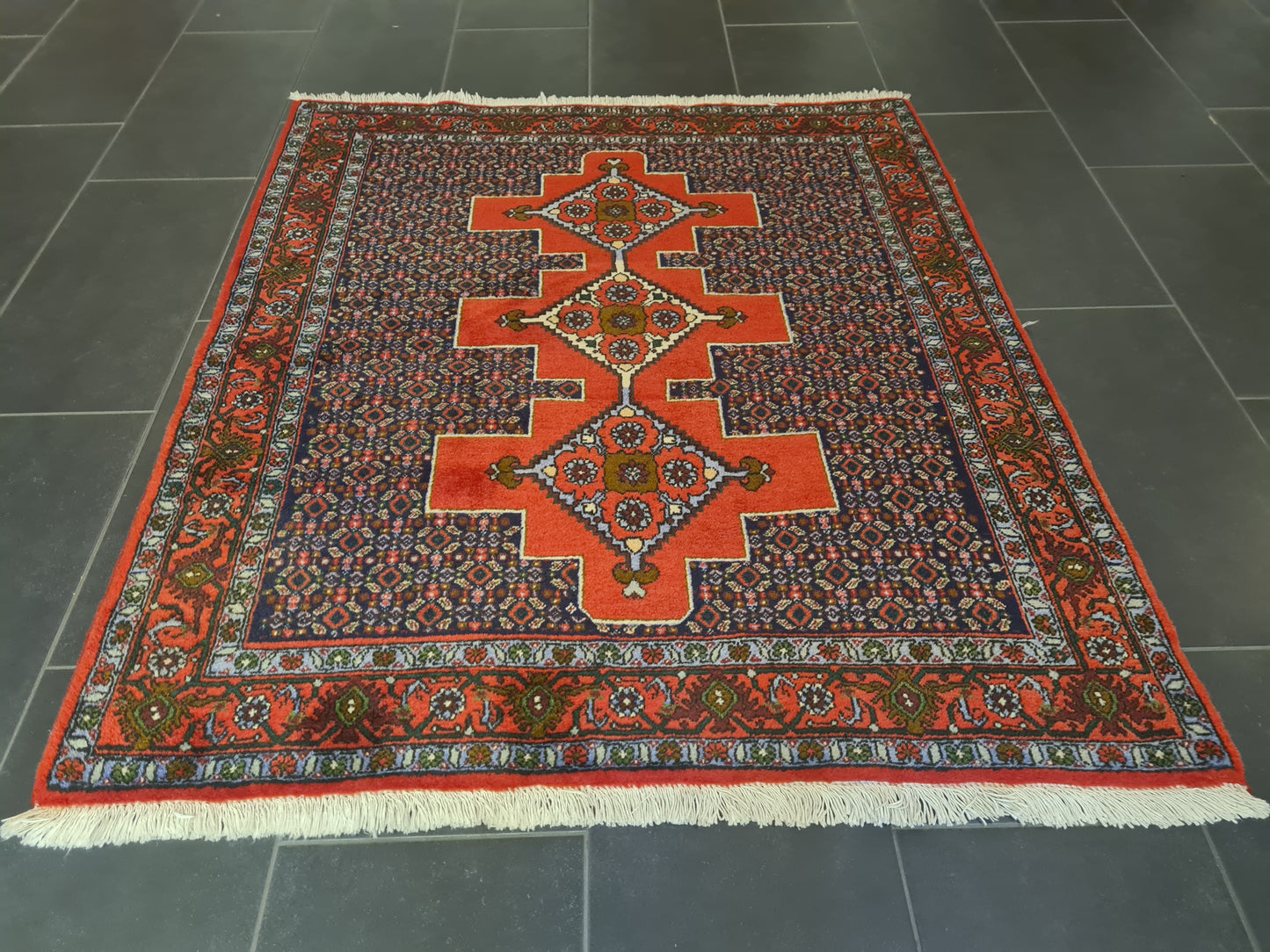 Perserteppich Orientteppich Handgeknüpfter Teppich Senneh Bidjar 140×125 cm