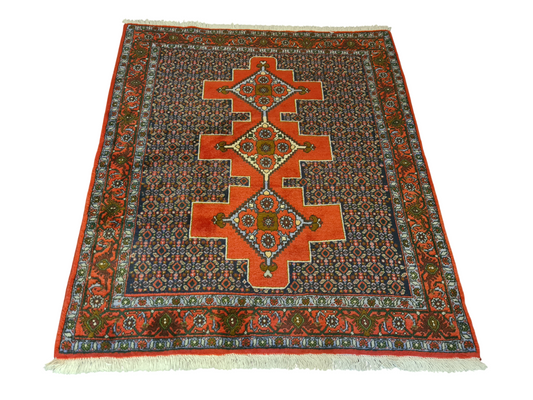 Perserteppich Orientteppich Handgeknüpfter Teppich Senneh Bidjar 140×125 cm