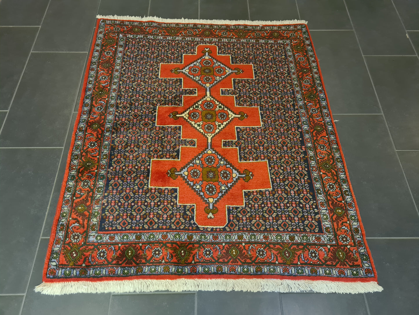 Perserteppich Orientteppich Handgeknüpfter Teppich Senneh Bidjar 140×125 cm