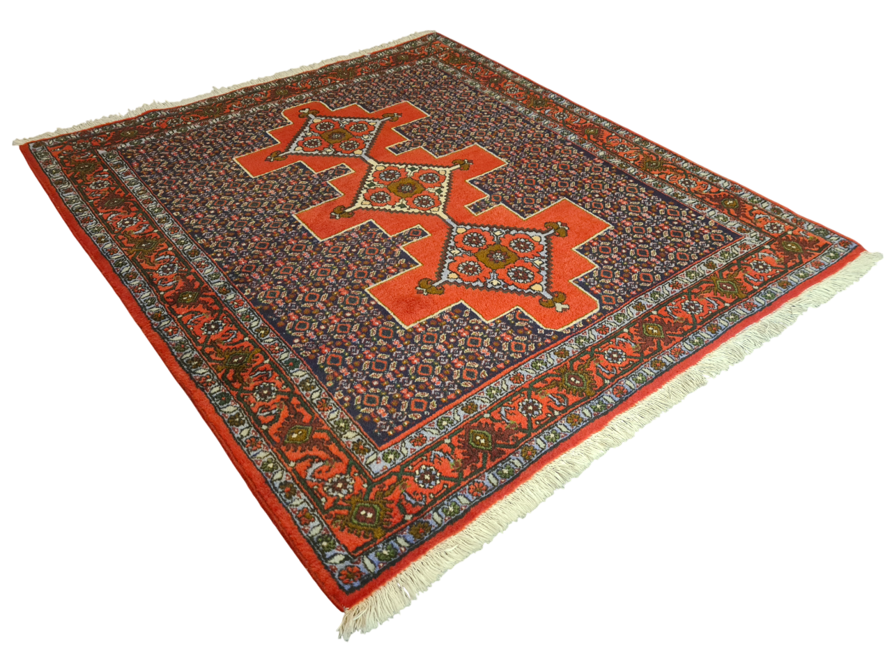 Perserteppich Orientteppich Handgeknüpfter Teppich Senneh Bidjar 140×125 cm