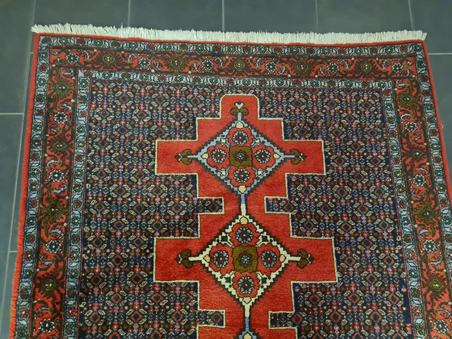 Perserteppich Orientteppich Handgeknüpfter Teppich Senneh Bidjar 140×125 cm