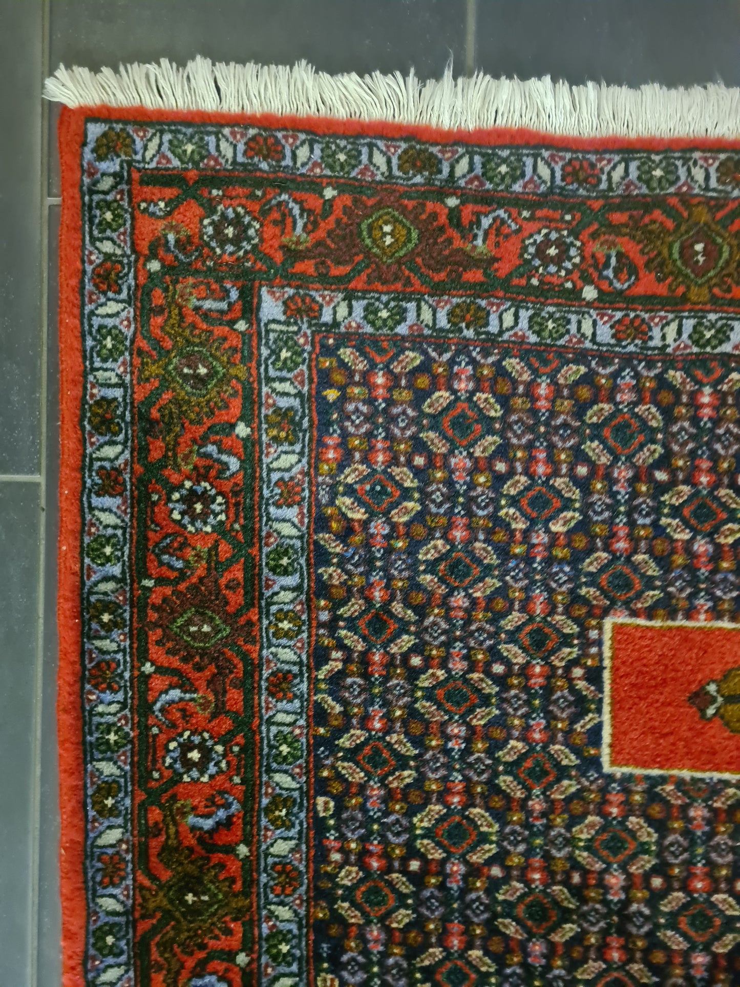 Perserteppich Orientteppich Handgeknüpfter Teppich Senneh Bidjar 140×125 cm