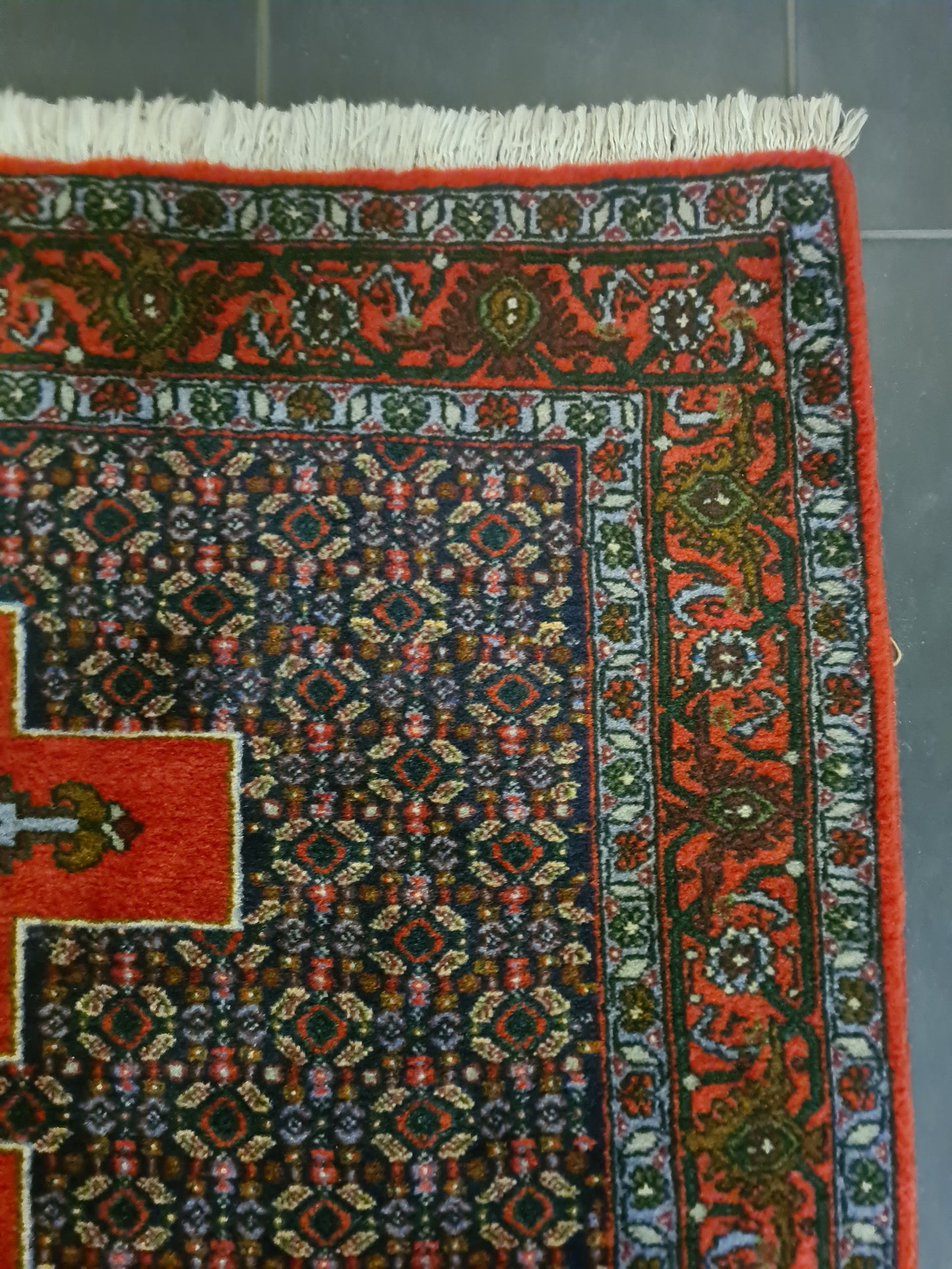 Perserteppich Orientteppich Handgeknüpfter Teppich Senneh Bidjar 140×125 cm