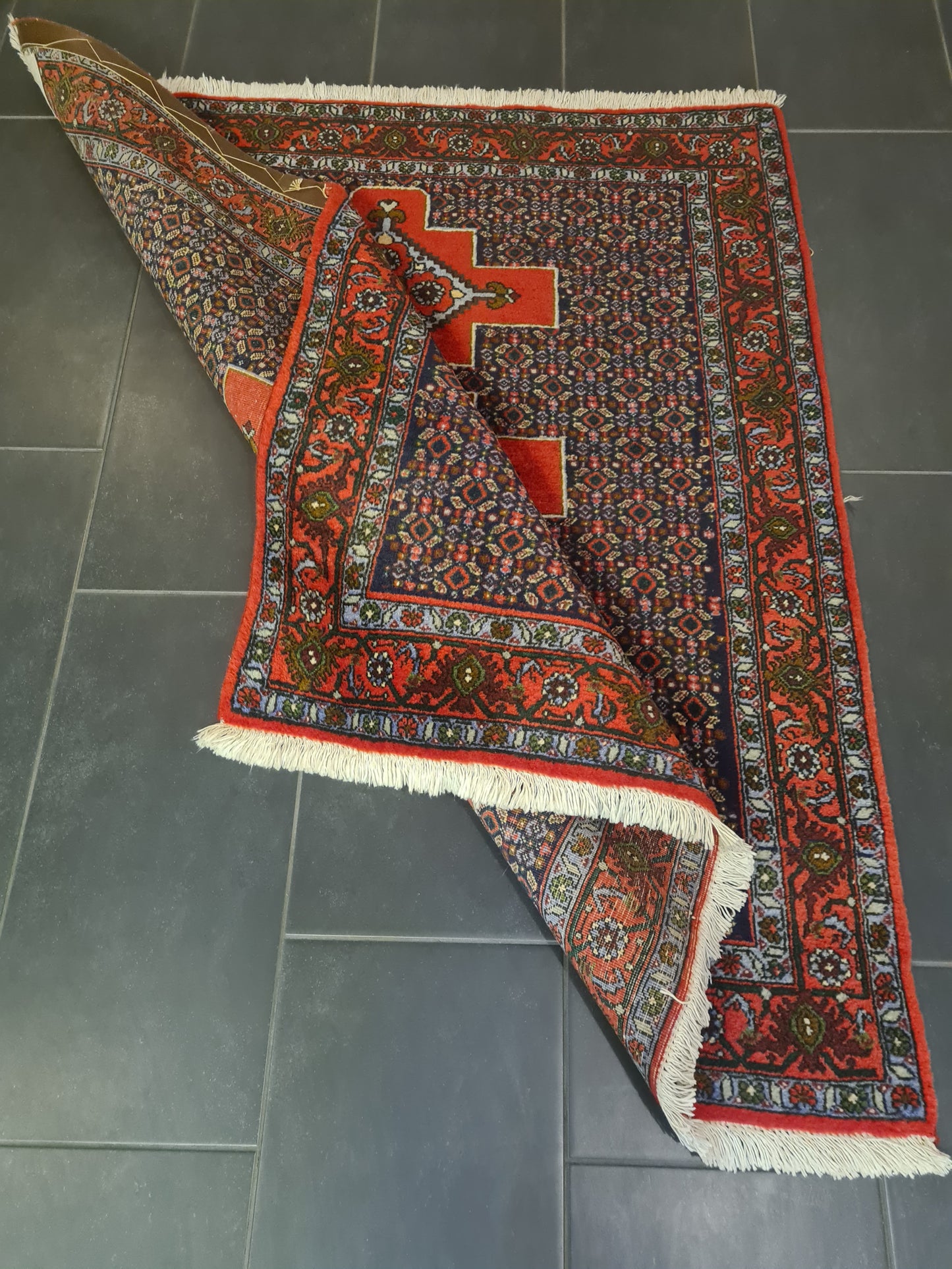 Perserteppich Orientteppich Handgeknüpfter Teppich Senneh Bidjar 140×125 cm
