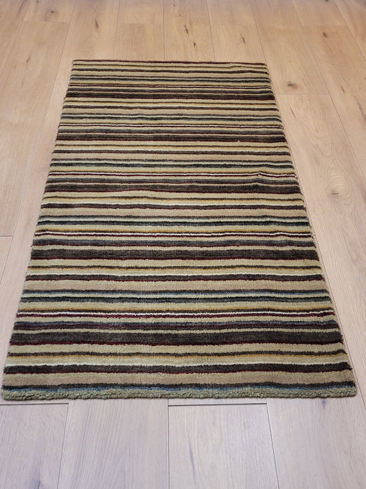 Streifenteppich Korkwolle, modernes Muster