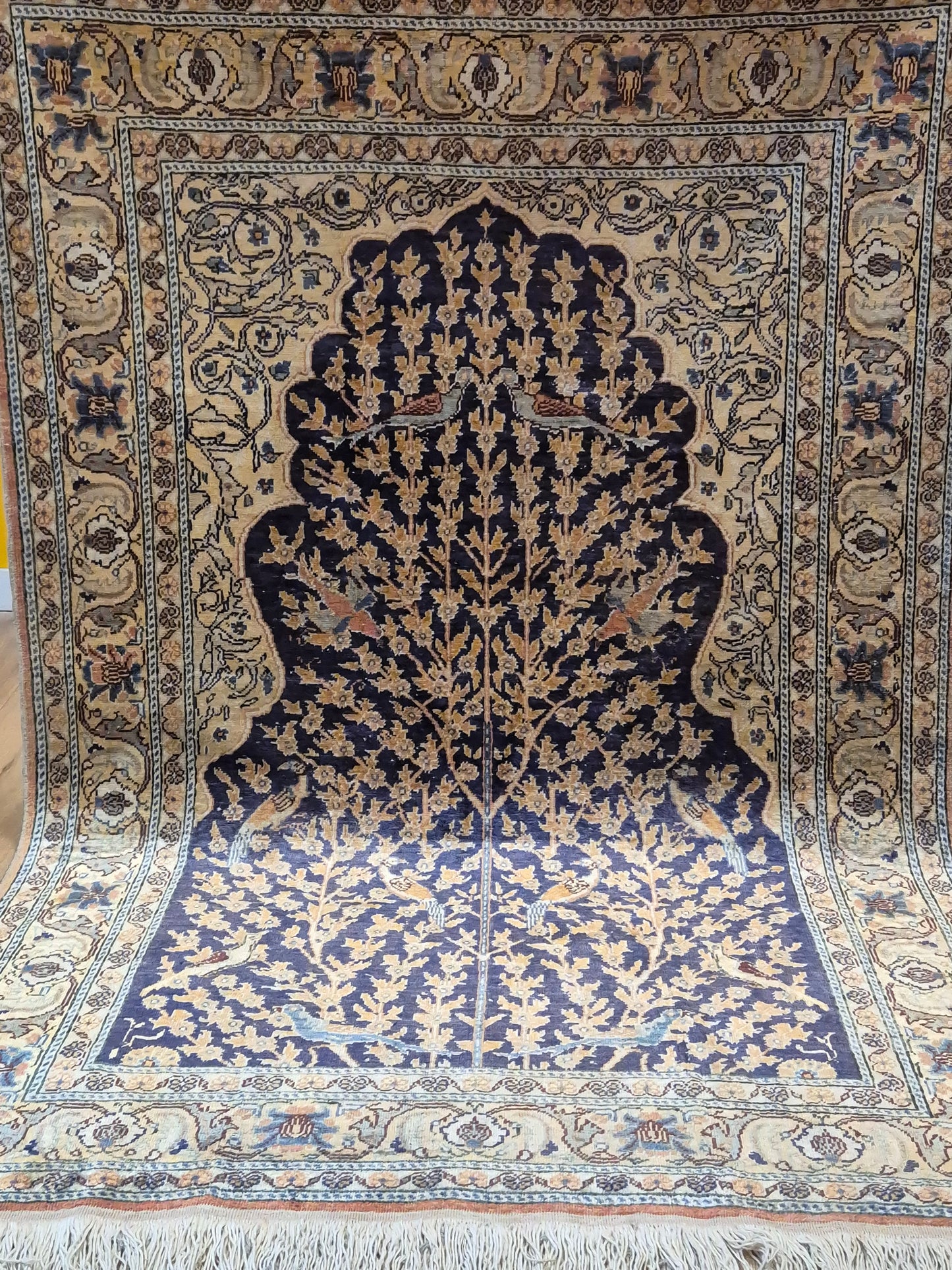 Kayseri Flosh Teppich – Lebensbaum mit Vögeln, fein gearbeitet