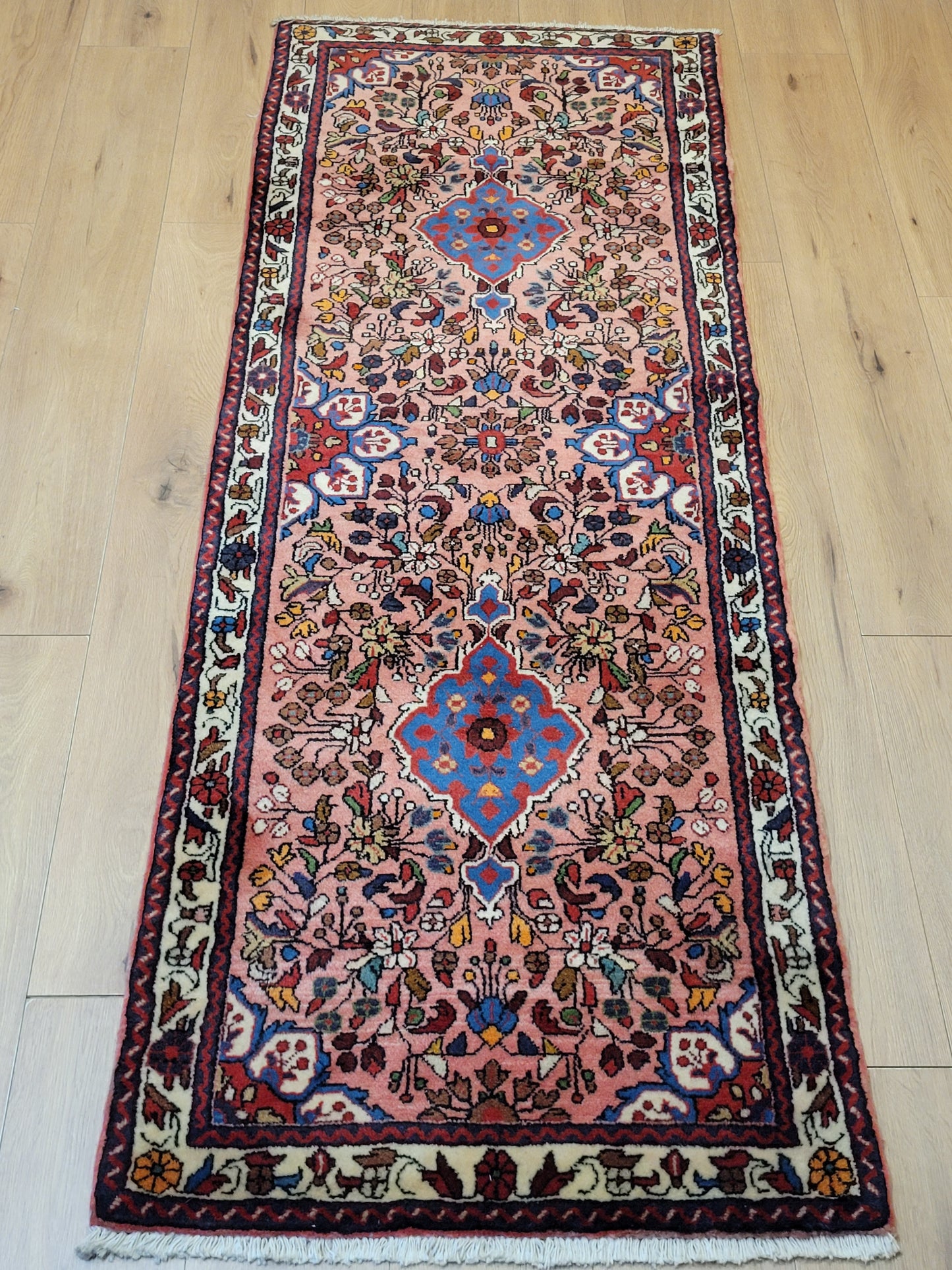 Sarough Perserteppich Läufer – Korkwolle mit Seide, florales Design