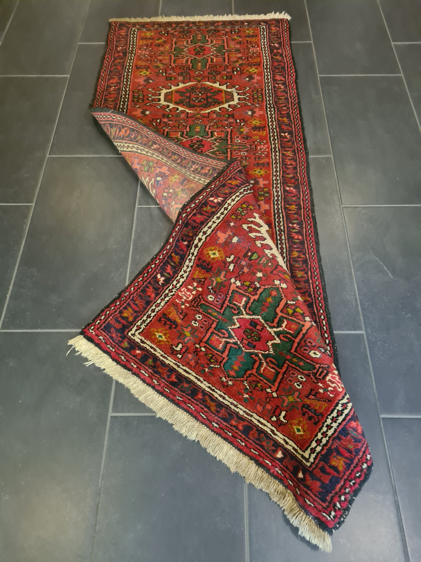 Perserteppich Orientteppich Handgeknüpfter Teppich Heris 190x75cm