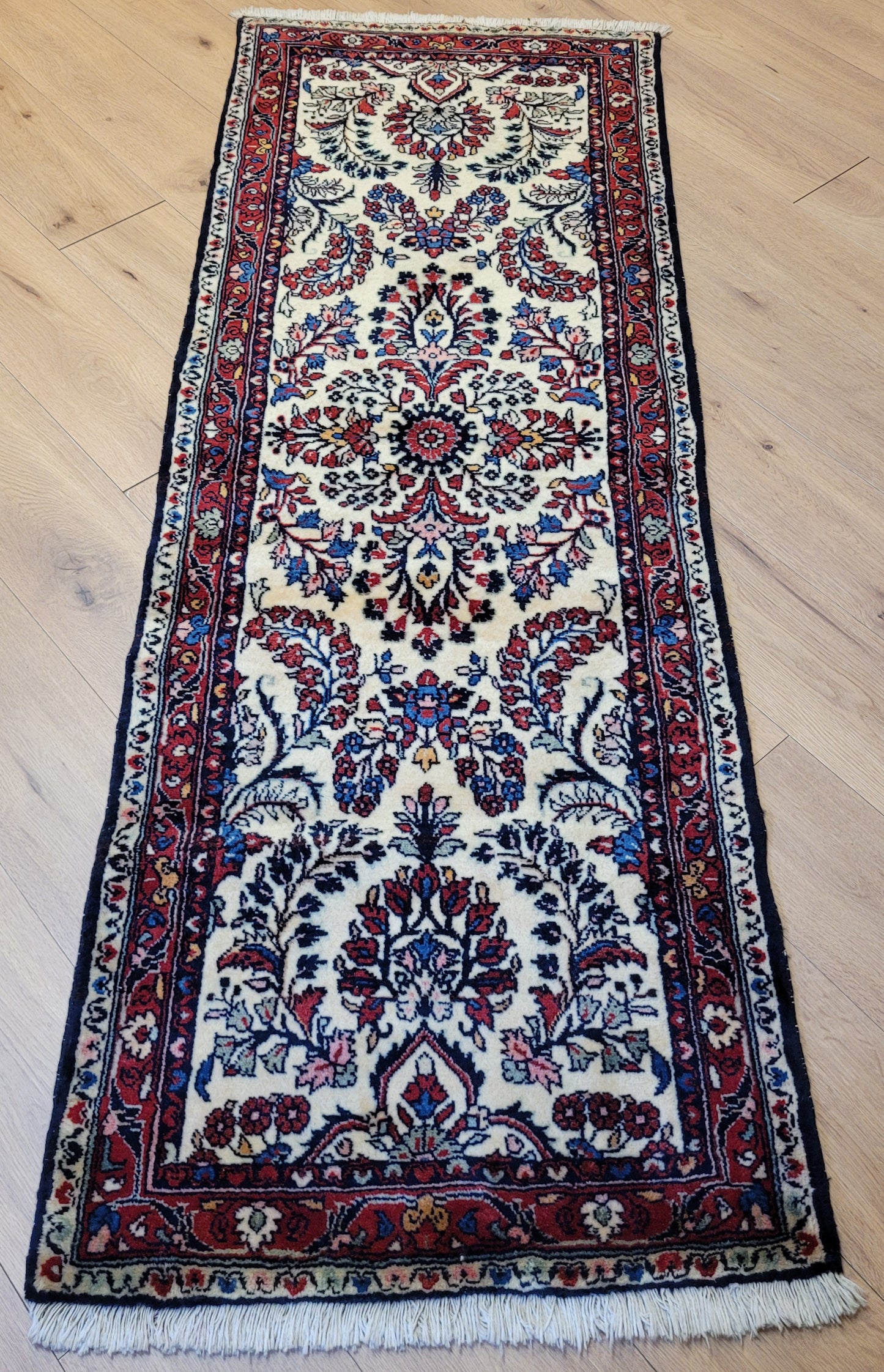 Sarough Perserteppich Läufer 210 × 75 cm – Korkwolle, florales Muster