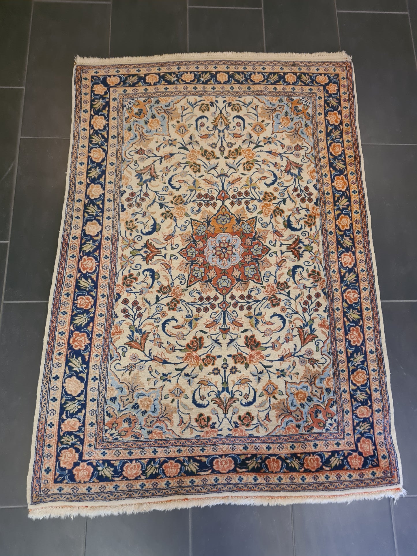 Perserteppich Orientteppich Handgeknüpfter Teppich Keshan 160x115cm