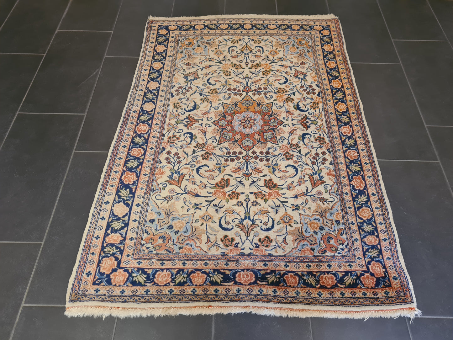 Perserteppich Orientteppich Handgeknüpfter Teppich Keshan 160x115cm