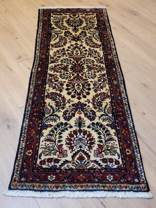 Sarough Perserteppich Läufer 210 × 75 cm – Korkwolle, florales Muster