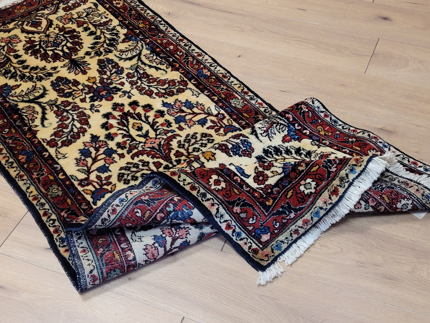 Sarough Perserteppich Läufer 210 × 75 cm – Korkwolle, florales Muster